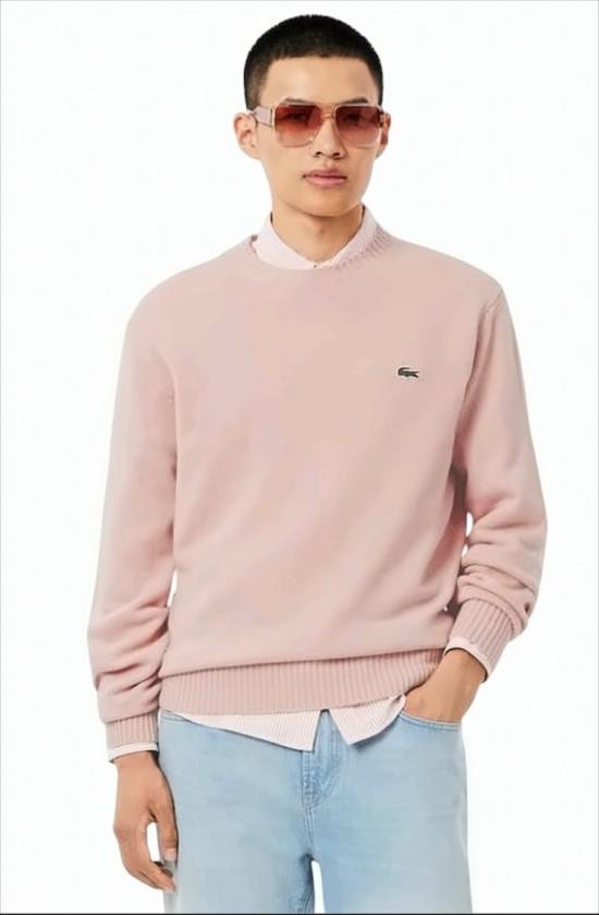 25FW 라코스테 방모 크루넥 스웨터 AH2916 Pink - LACOSTE