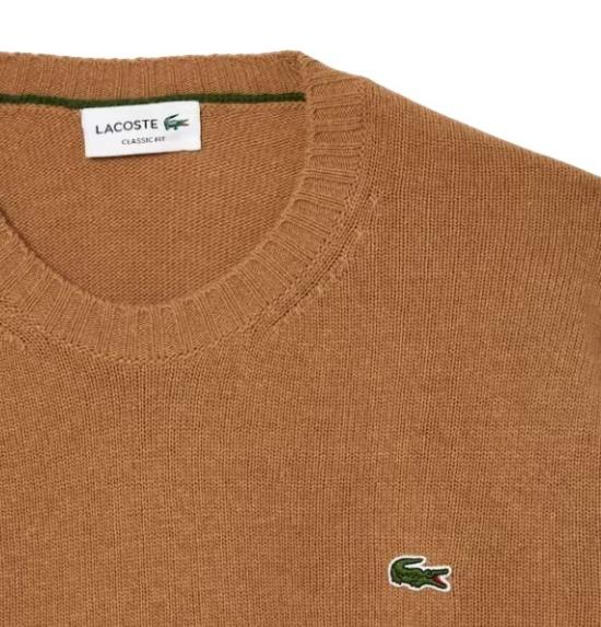 25FW 라코스테 방모 크루넥 스웨터 AH2916 Brown - LACOSTE