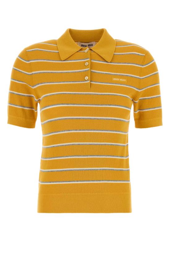 26SS 미우미우 폴로 티셔츠 MMLB35SOOO183M F0010 Stripped