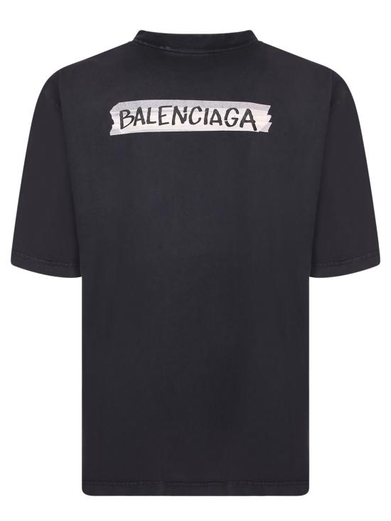 26SS 발렌시아가 마스킹 테이프 티셔츠 미디움 핏 764235 TTVL6 1041 Black - BALENCIAGA