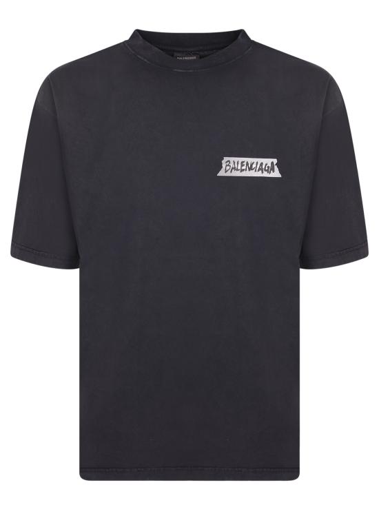 26SS 발렌시아가 마스킹 테이프 티셔츠 미디움 핏 764235 TTVL6 1041 Black