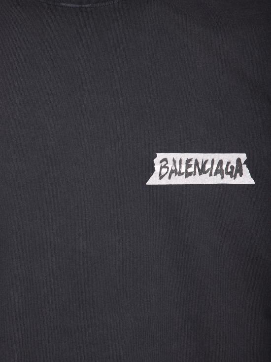 26SS 발렌시아가 마스킹 테이프 티셔츠 미디움 핏 764235 TTVL6 1041 Black - BALENCIAGA