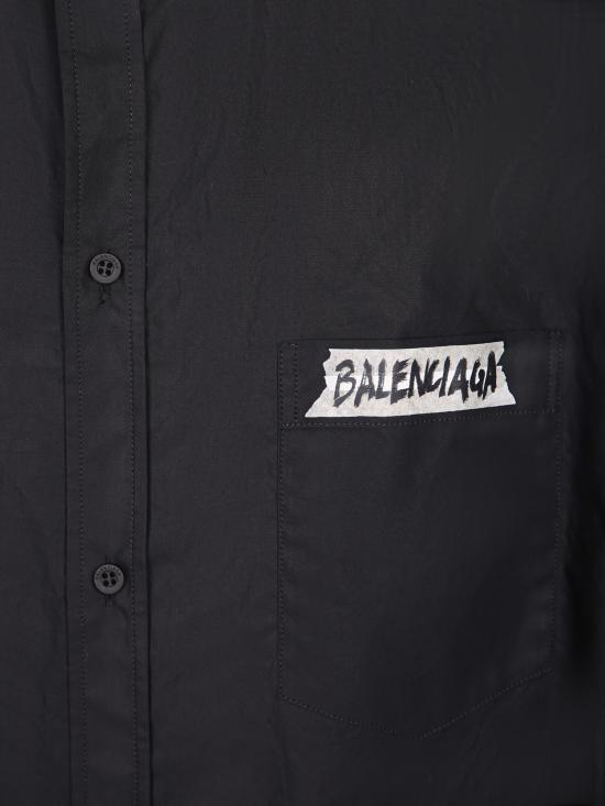26SS 발렌시아가 마스킹 테이프 라지 핏 롱 슬리브 셔츠 857809 TRM28 1000 Black - BALENCIAGA