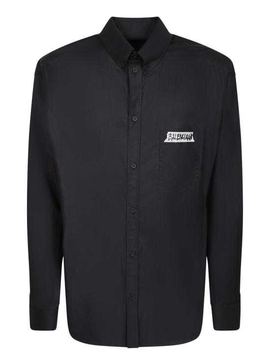 26SS 발렌시아가 마스킹 테이프 라지 핏 롱 슬리브 셔츠 857809 TRM28 1000 Black