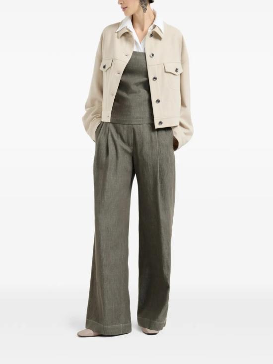 26SS 브루넬로 쿠치넬리 스트레이트 팬츠 MB125P5759C004 Green - BRUNELLO CUCINELLI