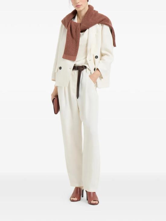 26SS 브루넬로 쿠치넬리 모닐리 비스코스 & 리넨 플루이드 트윌 블레이저 MH1267621C579 White - BRUNELLO CUCINELLI