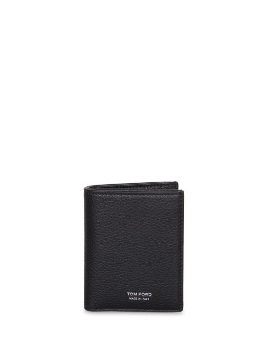 26SS 톰포드 그레인 레더 로고 폴디드 카드 홀더 Y0279 LCL158S NAA Black