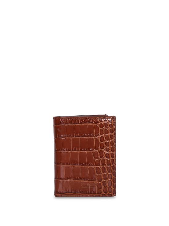 26SS 톰포드 크로커다일 엠보스드 레더 폴디드 카드 홀더 Y0417 LCL439S EBN Beige