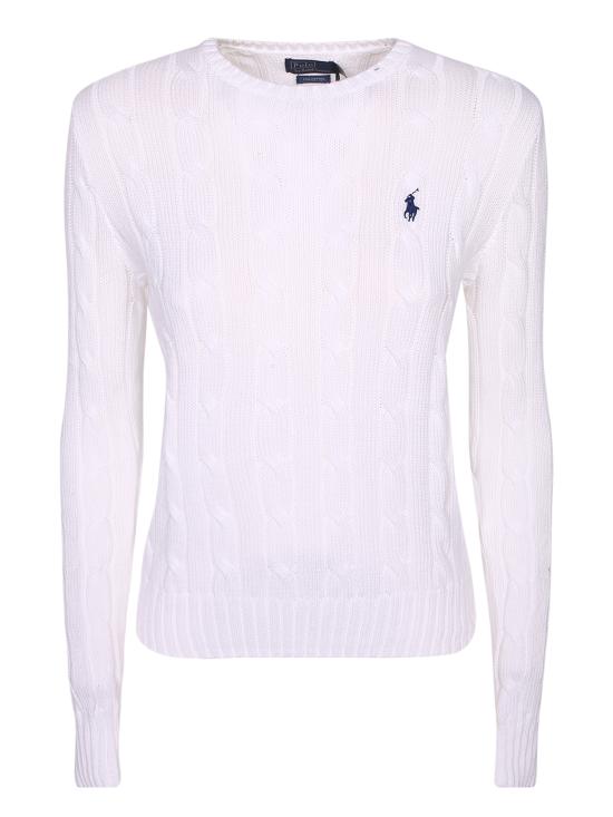  폴로 랄프로렌 폴로 자수 케이블 니트 스웨터  211971869 007 White