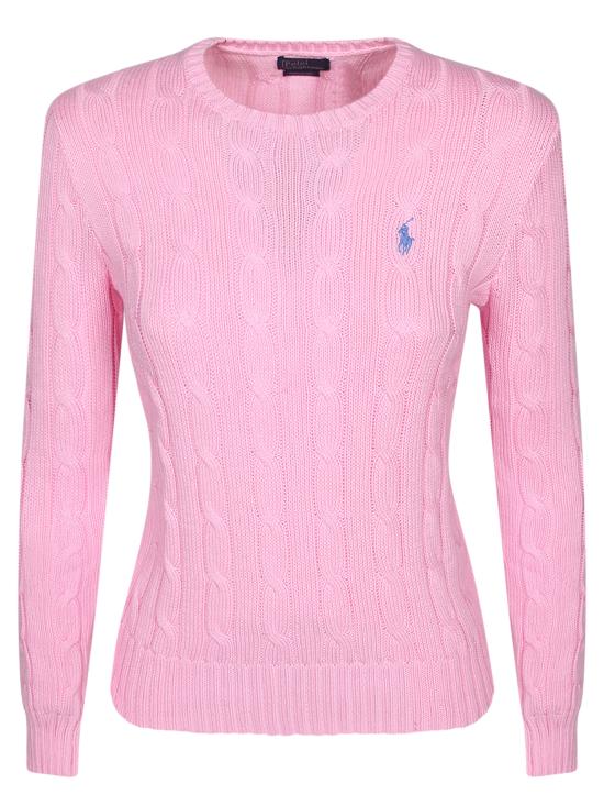  폴로 랄프로렌 폴로 자수 케이블 니트 스웨터  211971869 010 Pink