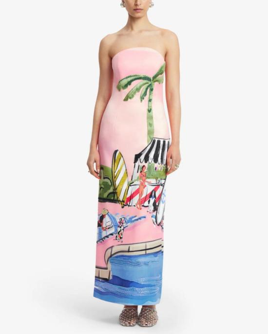  레오 린 롱 원피스 아바 뷔스티에 맥시 드레스 리비에라 프린트 - LEO LIN