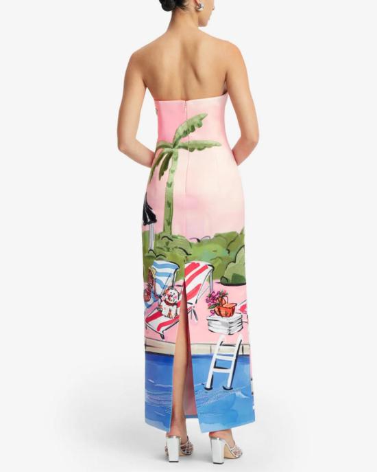  레오 린 롱 원피스 아바 뷔스티에 맥시 드레스 리비에라 프린트 - LEO LIN