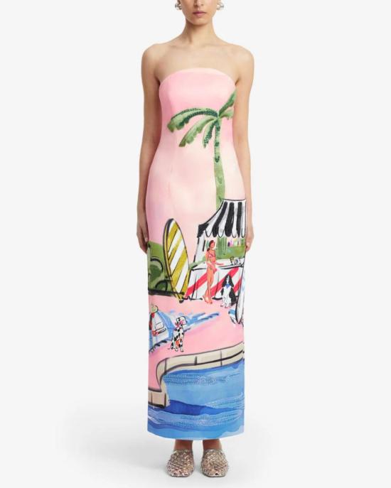 레오 린 롱 원피스 아바 뷔스티에 맥시 드레스 리비에라 프린트 - LEO LIN