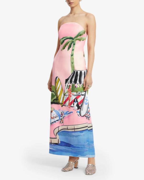  레오 린 롱 원피스 아바 뷔스티에 맥시 드레스 리비에라 프린트 - LEO LIN