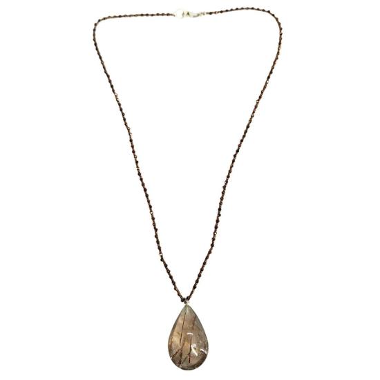  매디슨 베벌리힐스 목걸이/팬던트 매디슨 베벌리 힐스 루틸레이티드 쿼츠 목걸이, 패싯 처리된 구리색 토파즈 비즈 장식 - MADISON BEVERLY HILLS