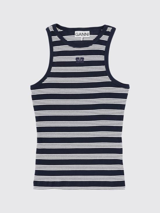 26SS 가니 스트라이프 립 탱크탑 A1050049 683 Blue - GANNI