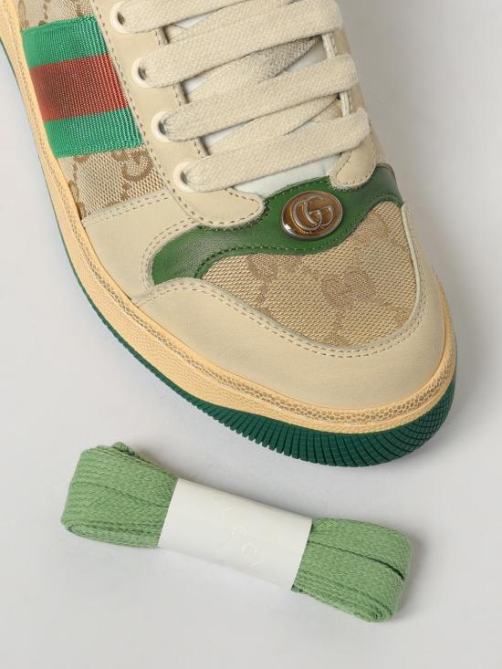 25FW 구찌 스크리너 레더 스니커즈 5704439Y920 9666 Sand - GUCCI
