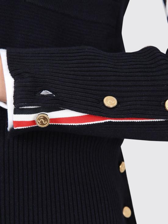 26SS 톰브라운 코튼 4바 밀라노 클래식 브이넥 가디건 FKC207A00219 415 Blue - THOM BROWNE