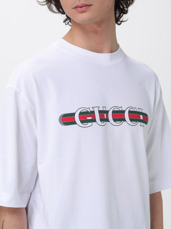 26SS 구찌 프린트 디테일 코튼 저지 티셔츠 784361XJGKB 9074 White - GUCCI