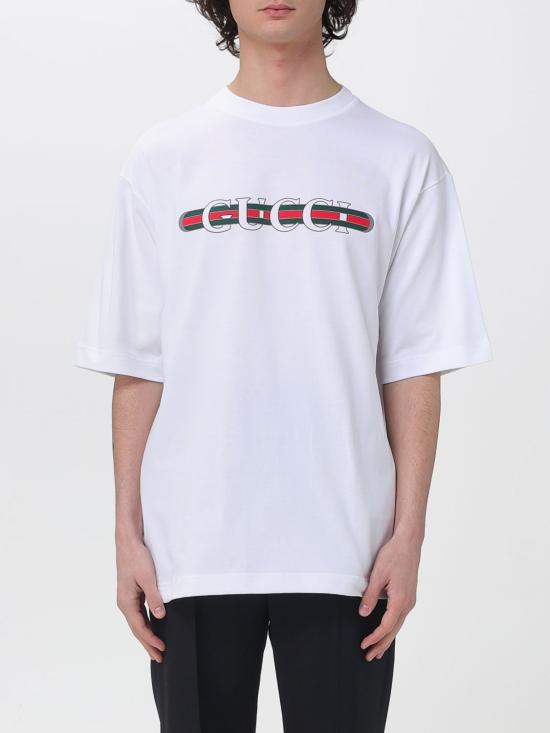 26SS 구찌 프린트 디테일 코튼 저지 티셔츠 784361XJGKB 9074 White