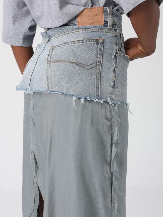 25SS 발렌시아가 데님 스커트 831721 TSW82 4200 Gnawed Blue - BALENCIAGA