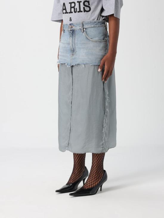 25SS 발렌시아가 데님 스커트 831721 TSW82 4200 Gnawed Blue - BALENCIAGA