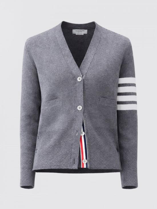 26SS 톰브라운 코튼 4바 밀라노 클래식 브이넥 가디건 FKC207A00219 035 Grey - THOM BROWNE