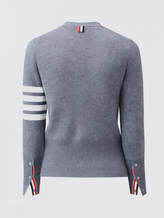 26SS 톰브라운 코튼 4바 밀라노 클래식 브이넥 가디건 FKC207A00219 035 Grey - THOM BROWNE