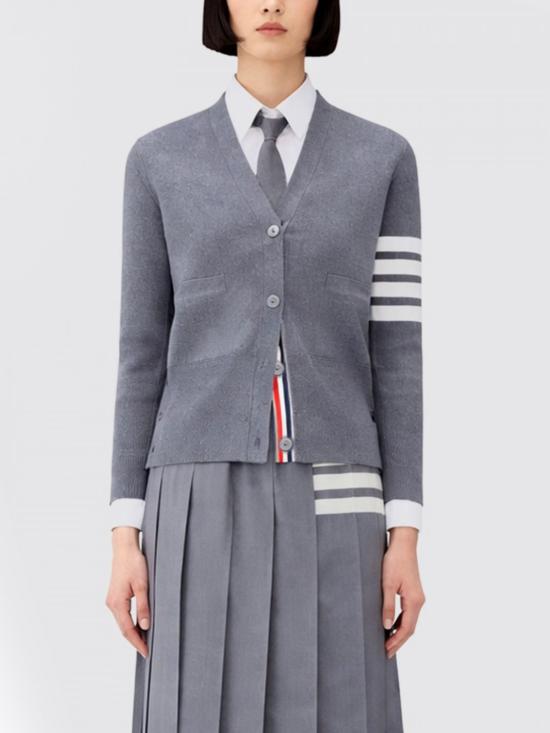 26SS 톰브라운 코튼 4바 밀라노 클래식 브이넥 가디건 FKC207A00219 035 Grey