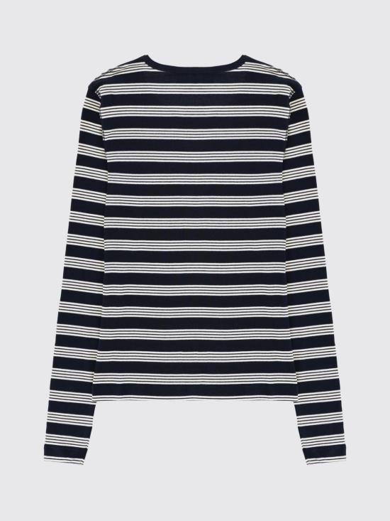 26SS 가니 스트라이프 리브 긴팔 티셔츠 A1050066 683 Blue - GANNI