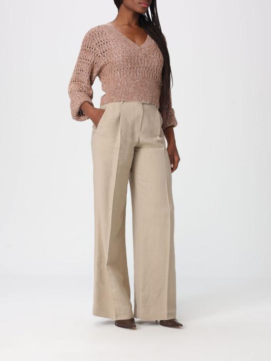 26SS 브루넬로 쿠치넬리 리넨 대즐링 브레이드 스웨터 MCO564702 C8585 Burnt - BRUNELLO CUCINELLI