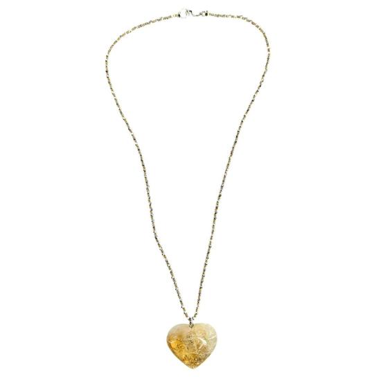  매디슨 베벌리힐스 목걸이/팬던트 매디슨 베벌리 힐스 선렌치드 시트린 하트 스테이트먼트 네크리스 옐로우 - MADISON BEVERLY HILLS