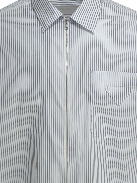 26SS 프라다 코튼 지퍼 셔츠 SC855189FF022X S OOO Blue - PRADA