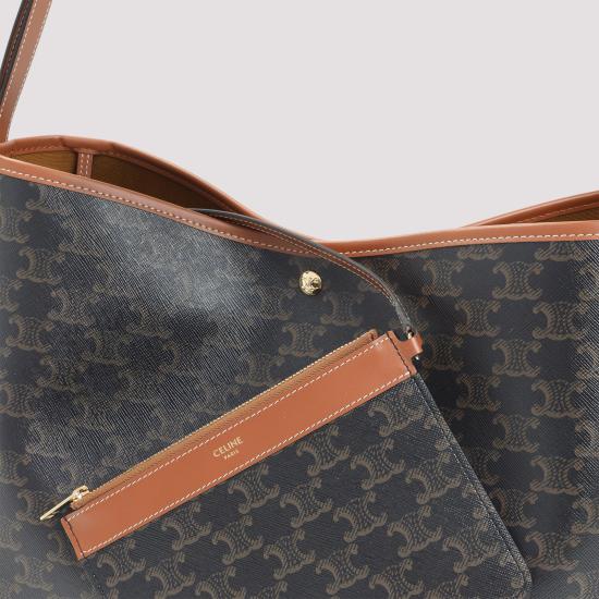 26FW 셀린느 트리옹프 캔버스 카프스킨 소프트 쇼퍼 백 123912GXC 04LU TAN DOM - CELINE