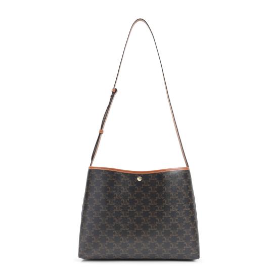 26FW 셀린느 트리옹프 캔버스 카프스킨 소프트 쇼퍼 백 123912GXC 04LU TAN DOM - CELINE