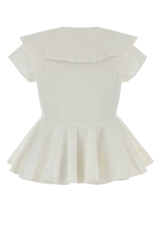 26SS 가니 쇼트 코튼 러플 셔츠 A1040093 151 White - GANNI