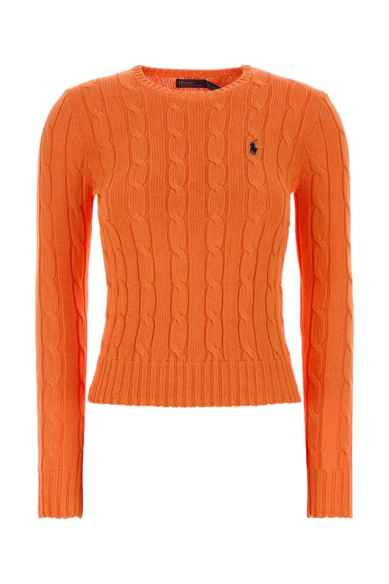 26SS 폴로 랄프로렌 폴로 자수 케이블 니트 스웨터 211971869 014 Orange