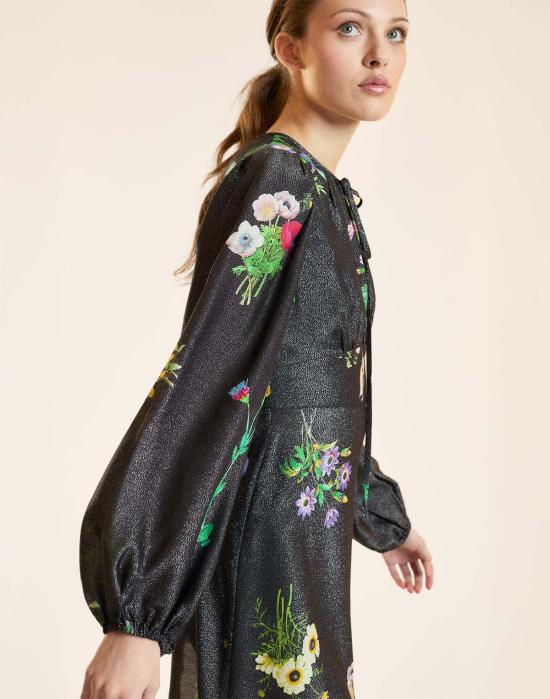  신시아 로리 숏 원피스 신시아 로울리 문라이트 쉬머 드레스 블랙 플로럴 - CYNTHIA ROWLEY