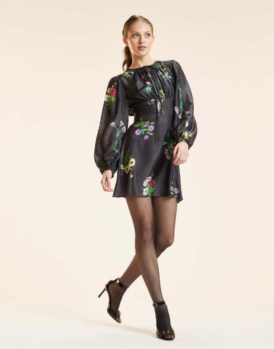  신시아 로리 숏 원피스 신시아 로울리 문라이트 쉬머 드레스 블랙 플로럴 - CYNTHIA ROWLEY