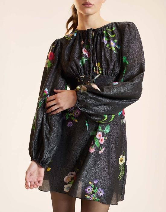  신시아 로리 숏 원피스 신시아 로울리 문라이트 쉬머 드레스 블랙 플로럴 - CYNTHIA ROWLEY