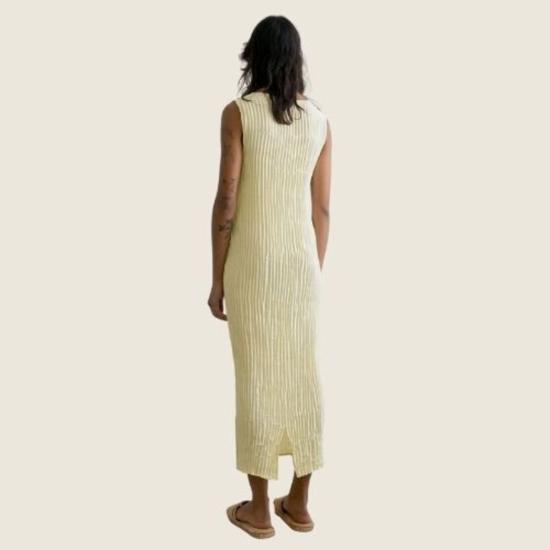  아쥬르 롱 원피스 아주르 플리스 새틴 실크 탱크 롱 드레스 - AZUR