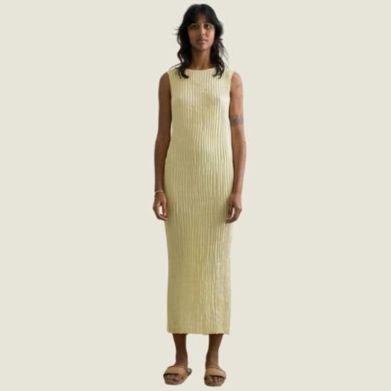  아쥬르 롱 원피스 아주르 플리스 새틴 실크 탱크 롱 드레스