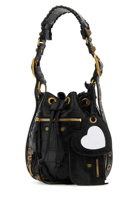 25FW 발렌시아가 르 카골 XS 버킷백 크로커다일 엠보스드 70243123EBM 1000 Black - BALENCIAGA