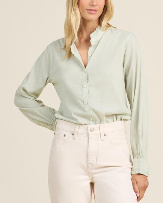  트로바타 블라우스 루미  베르데 마이크로 스트라이프