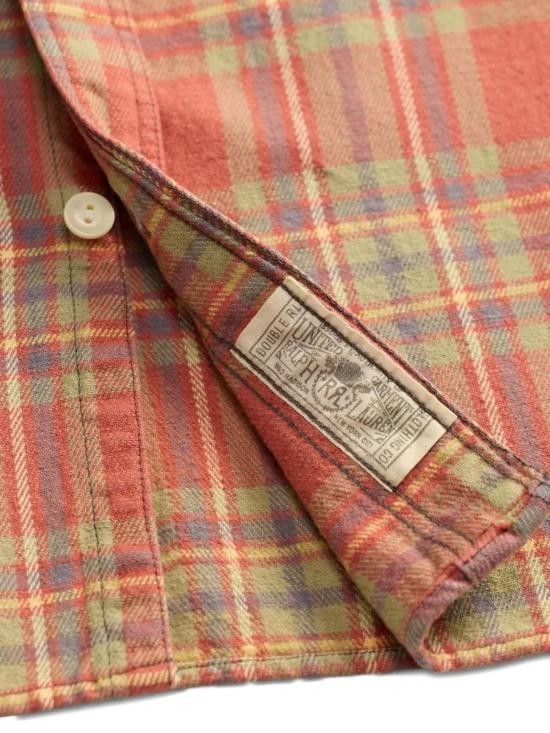  더블알엘 긴팔 셔츠 Rrl 체크무늬 트윌 작업 셔츠 레드 - RRL