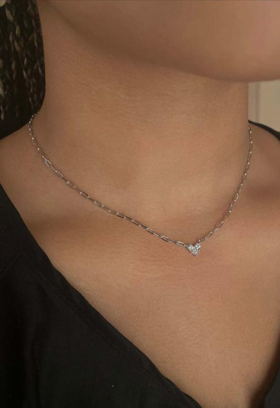  더 엔케이씨 스토어 목걸이/팬던트 NKC 스토어 실버 크리스탈 마이크로 하트 목걸이 (실버)