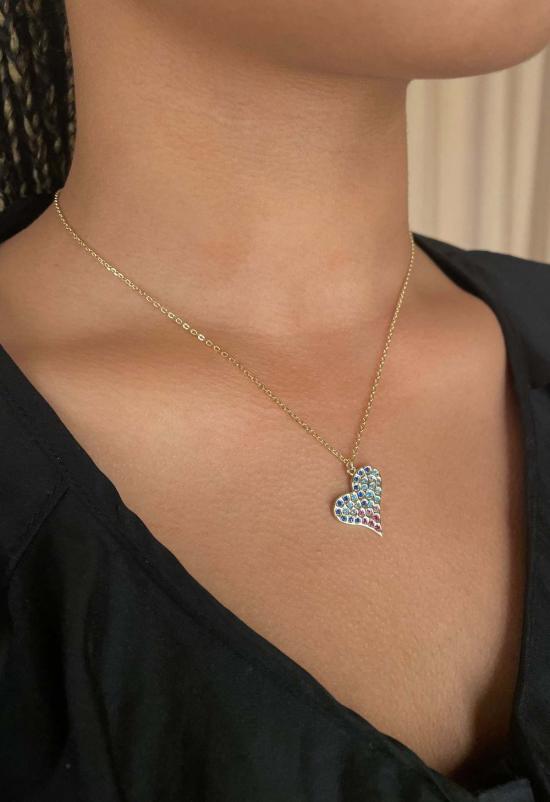  더 엔케이씨 스토어 목걸이/팬던트 NKC 스토어 골드 멀티컬러 크리스탈 하트 목걸이