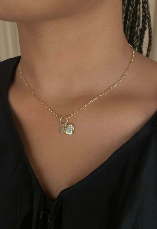  더 엔케이씨 스토어 목걸이/팬던트 NKC 스토어 골드 하트 및 원형 참 목걸이