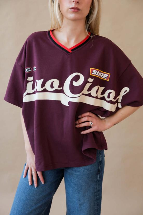  CIAO CIAO 긴팔 티셔츠 Ciao Ciao Enzo 스포츠 저지  버건디