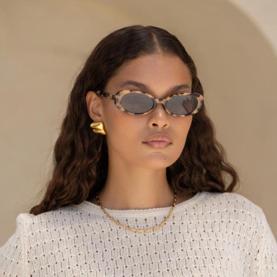  프레어스 아이웨어 안경 프레이르스 아이웨어 미미 아세테이트 타원형 선글라스 밀키 토터스 - FREYRS EYEWEAR